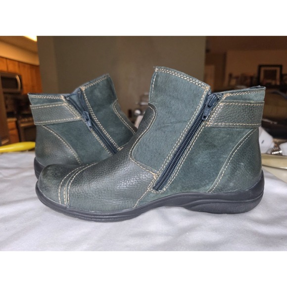 Earth Origins Dayton Ankle Boots Dark Gray Side Zip Buckle Comfort Size 10 - Picture 5 of 10
